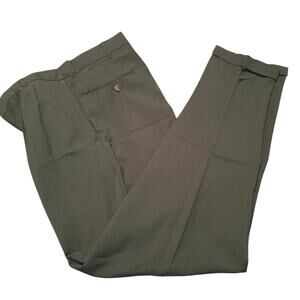 GUC Street Smart Men's Dress Pants Green Pleats Cuffs Made in USA Size 33x34